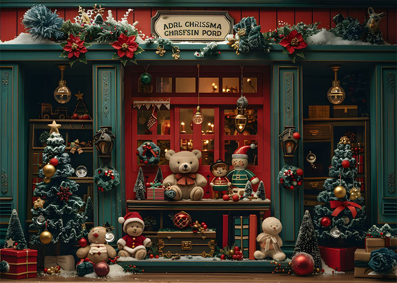 Avezano Christmas Shop Toy and Christmas Tree Photography Backdrop