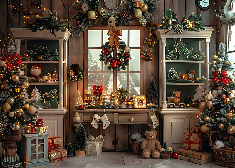 Avezano Christmas Tree Decorating Room Photography Backdrop