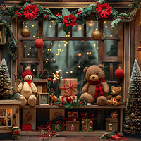 Avezano Christmas Trees and Bear Presents Photography Backdrop