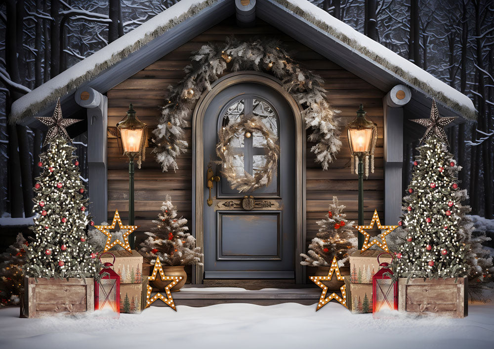 Christmas Lodge Printed Photo Backdrop