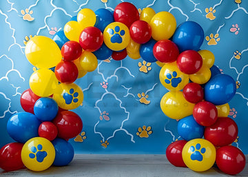 Avezano Balloon Arch Small Paw Print Party for Children Photography Background