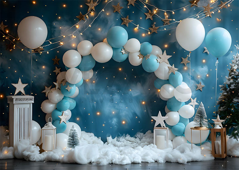 Avezano Blue Balloon Arch Party for Children Photography Background