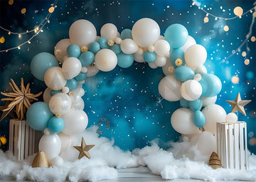 Avezano Blue Balloon Arch and Starry Sky for Children Photography Background