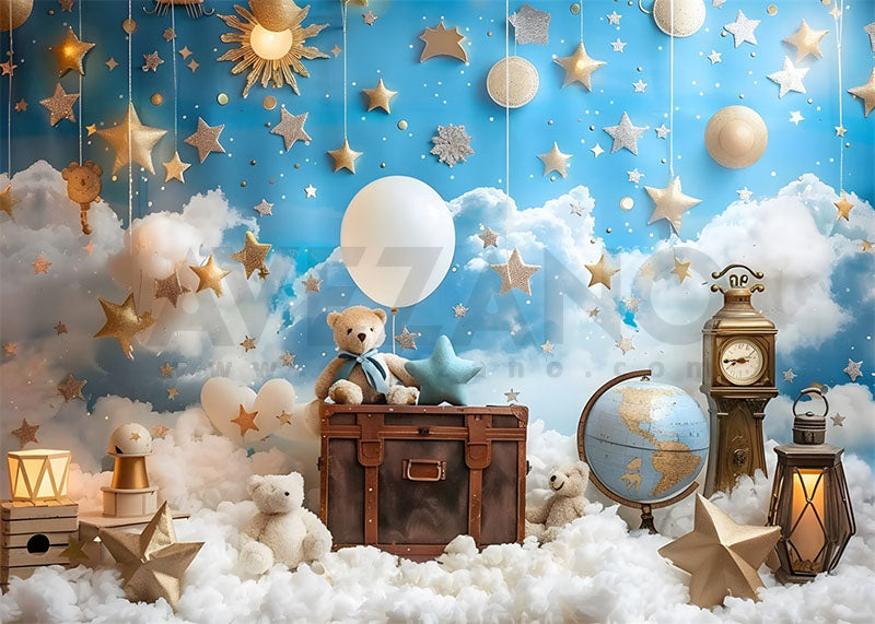 Avezano Blue Starry Sky Theme for Children Photography Background