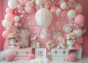 Avezano Pink Balloons Arch Birthday Party Photography Background