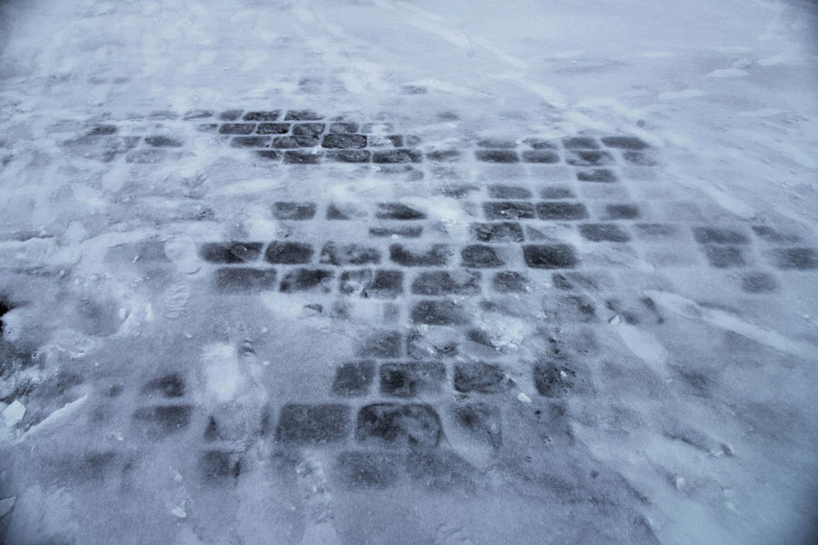 Avezano Snow and Footprints on the Ground Photography Backdrop Floor