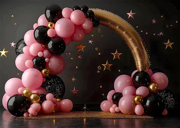 Avezano Pink Black Balloon Arch Photography Background