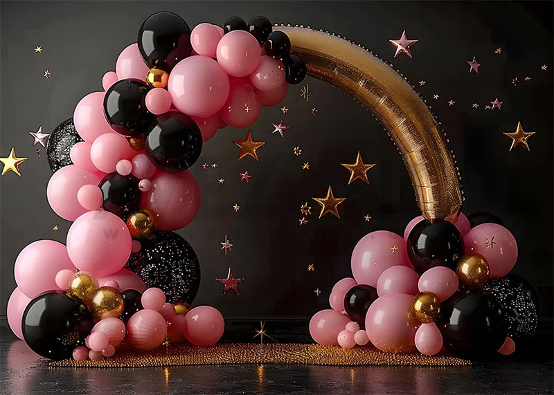 Avezano Pink Black Balloon Arch Photography Background