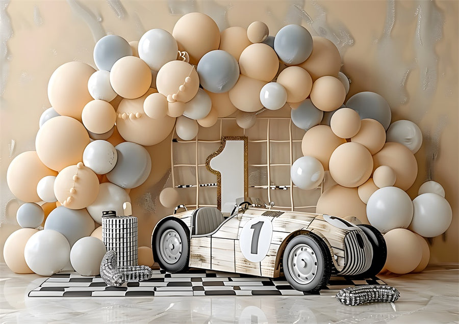 Avezano One Year old Balloon Arch Car Model Photography Background