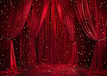 Avezano Red Velvet Curtain Starlight Stage Photography Background