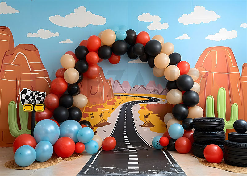 Avezano Racing and Balloon Arch Tyre Photography Background