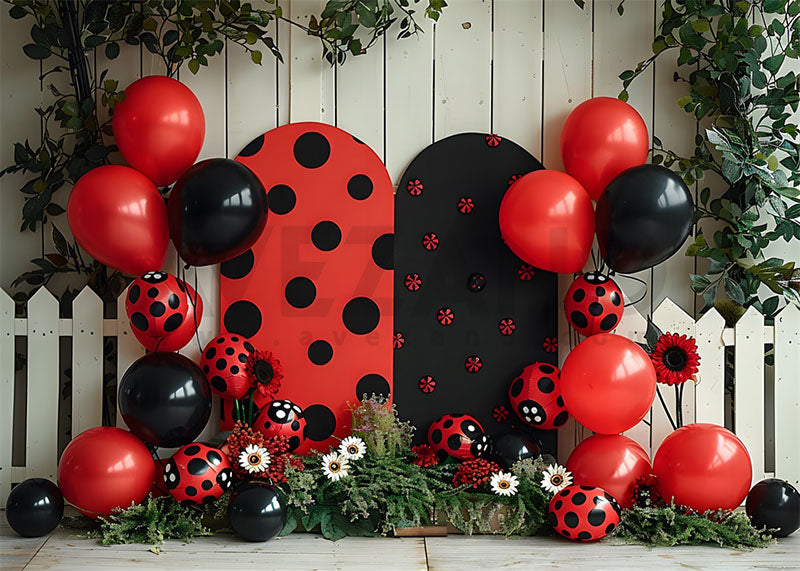 Avezano The ladybird with Seven Stars Themed Balloon Party Arch Cakesmash Photography Background