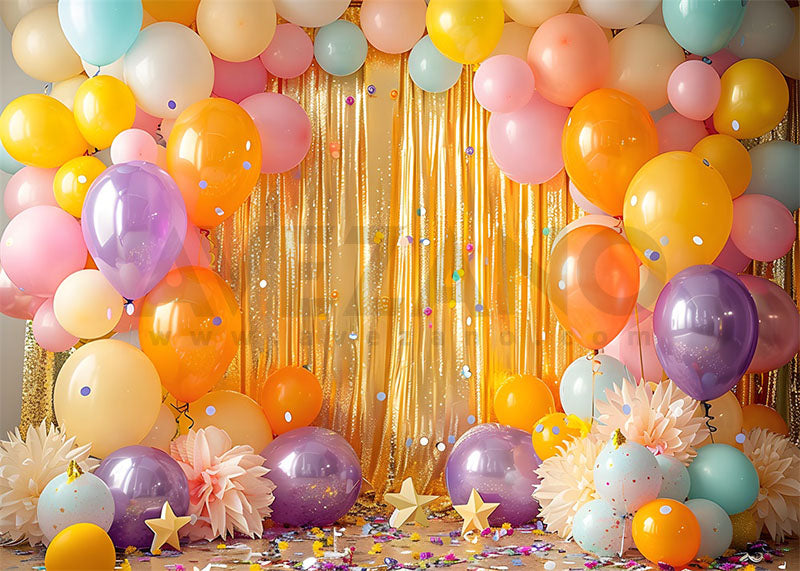 Avezano Balloon Arch Gold CakeSmash Birthday Photography Background