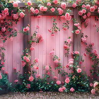 Avezano Spring Pink Rose House Photography Backdrop Room Set