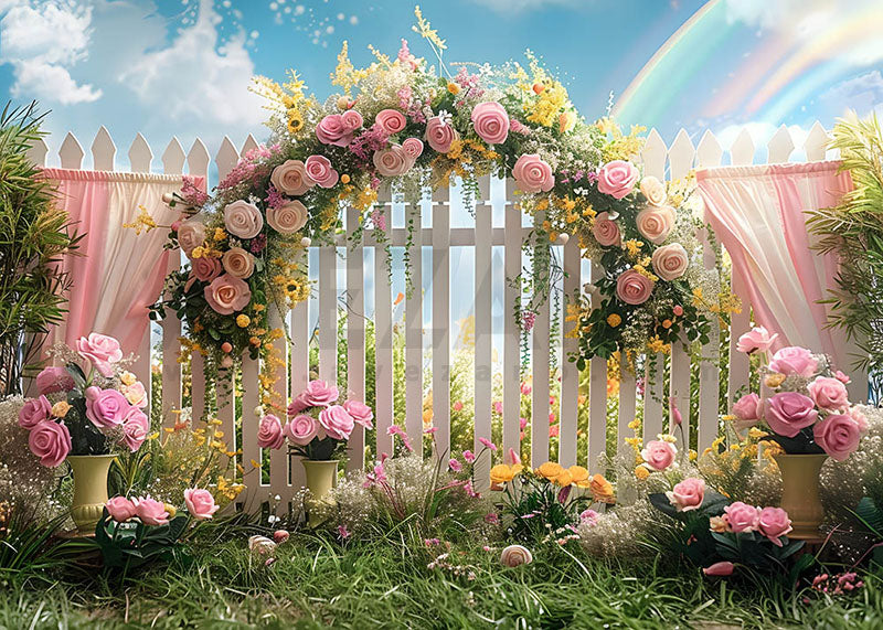 Avezano Spring Garden Pink Rose Arch Photography Backdrop