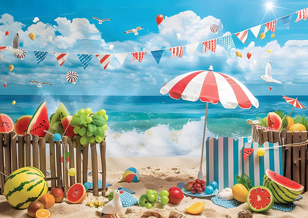 Avezano Summer Beach Fruit Party Photography Backdrop