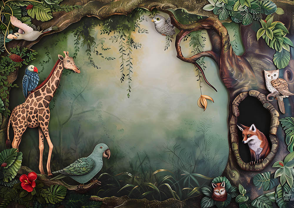 Avezano Spring Jungle Animals Photography Backdrop