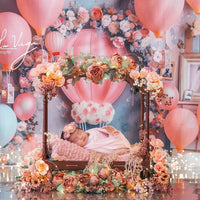 Avezano Pink Balloon Party and Bear Photography Background