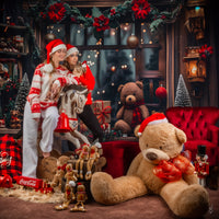 Avezano Christmas Trees and Bear Presents Photography Backdrop