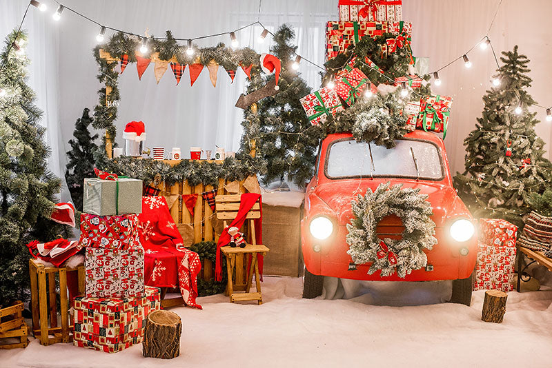 Special Offers Avezano Christmas Car and Presents Photography Backdrop