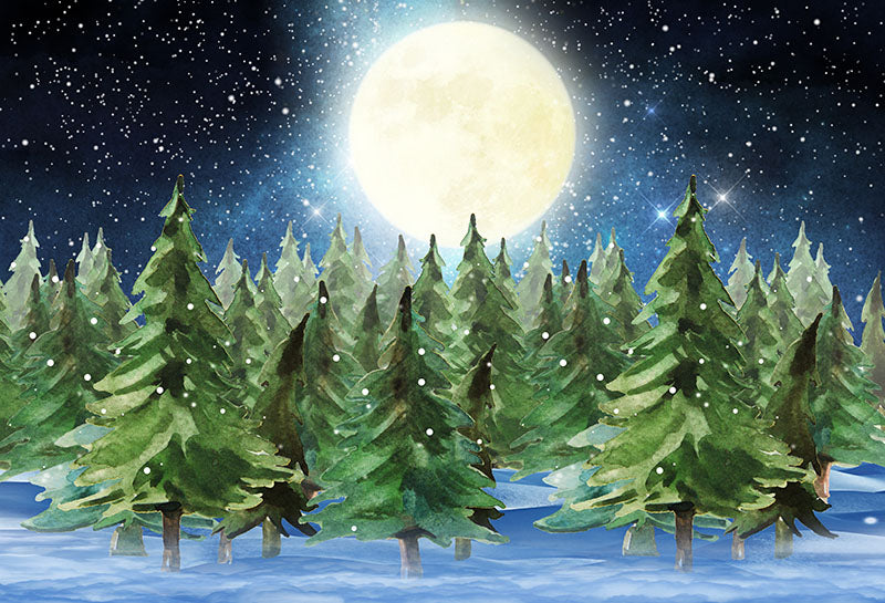 Special Offers Avezano Winter Forest and Full Moon Photography Backdrop