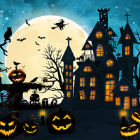 Avezano Halloween Witch'S Castle Blue Sky 2 pcs Set Backdrop