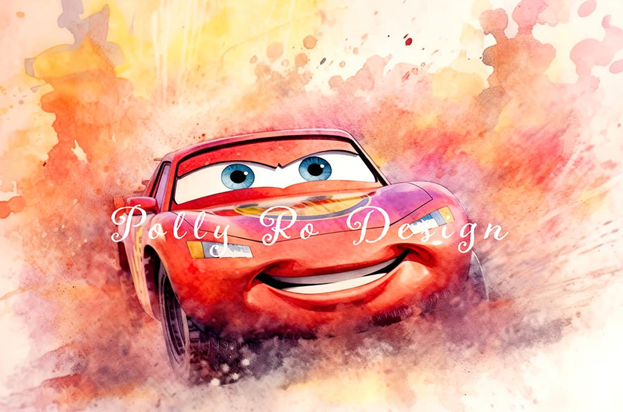 Avezano Animated Red Car Photography Backdrop Designed By Polly Ro Design-AVEZANO