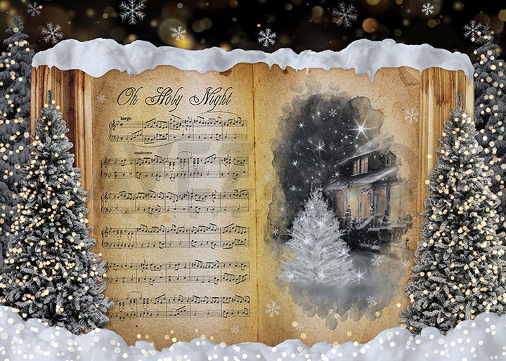 Avezano Christmas Tree Music Book Photography Backdrop-AVEZANO