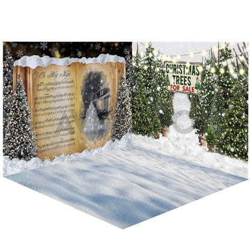 Avezano Winter Christmas Music Book Photography Backdrop Room Set