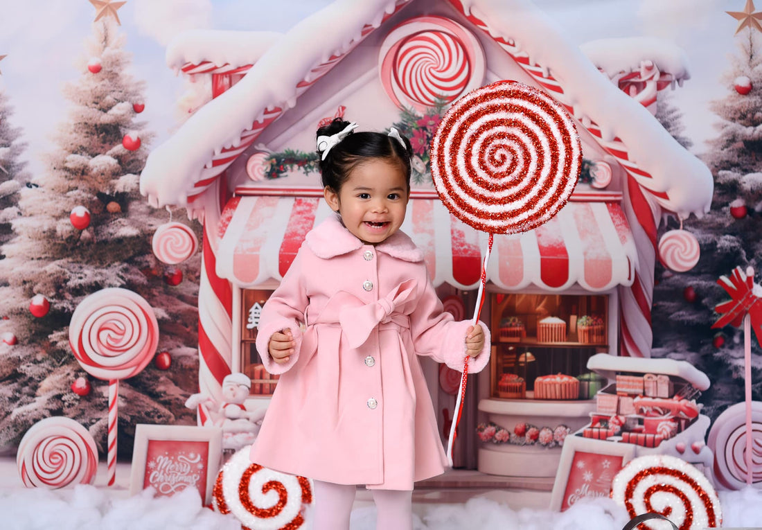 Avezano Christmas Candy Shop and Christmas Tree Photography Backdrop