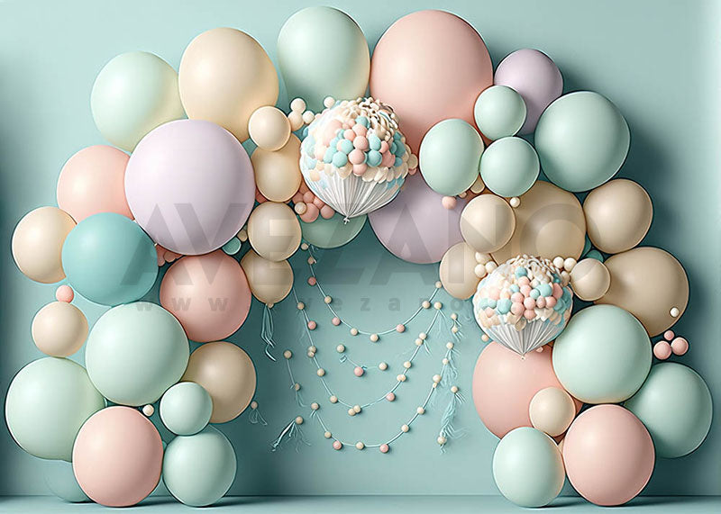 Avezano Light Blue Balloon Arch Photography Background-AVEZANO