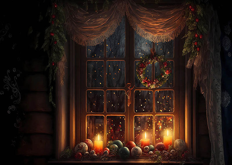 Avezano Christmas Night Candle Photography Backdrop