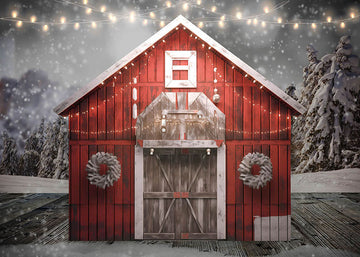 Avezano Santa Red Barn Photography Backdrop