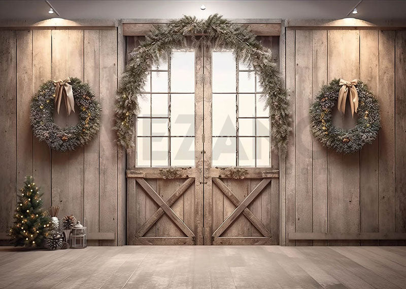 Avezano Christmas Wreaths for Wooden Door Decoration Photography Backdrop