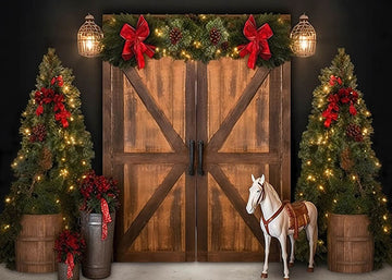 Avezano Christmas Red Bow Photography Backdrop