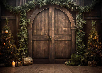 Avezano Christmas Wooden Door Photography Backdrop