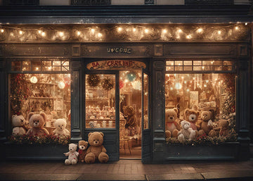 Avezano Christmas Toy Bear Shop Photography Backdrop