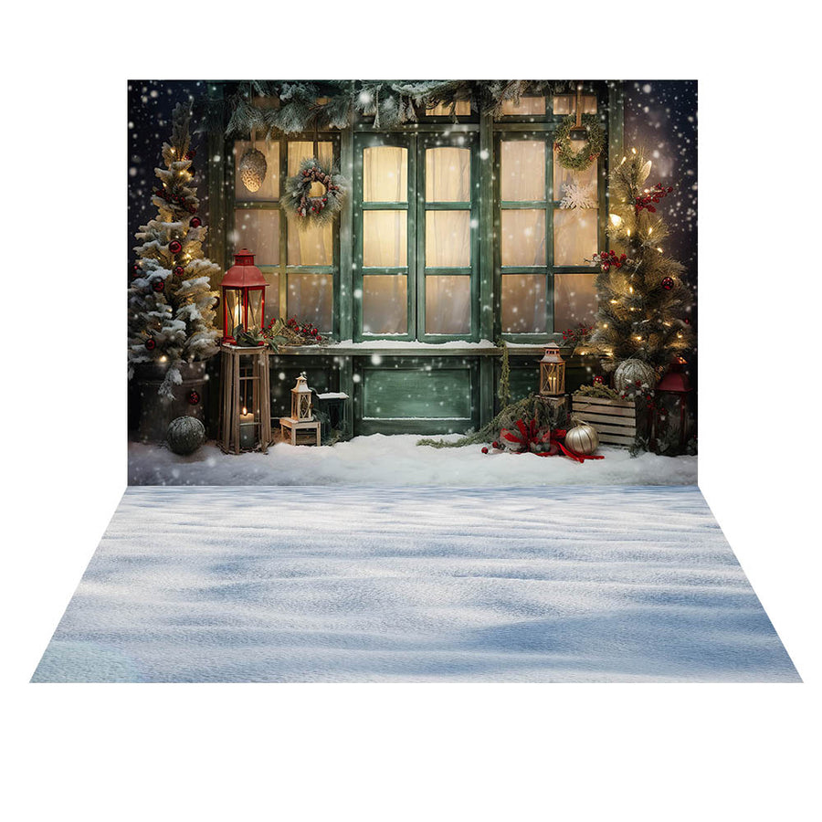 Avezano Christmas Winter Snow Scene 2 pcs Set Backdrop