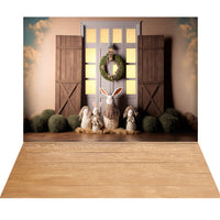 Avezano Easter Rabbit and Garland Decoration 2 pcs Set Backdrop