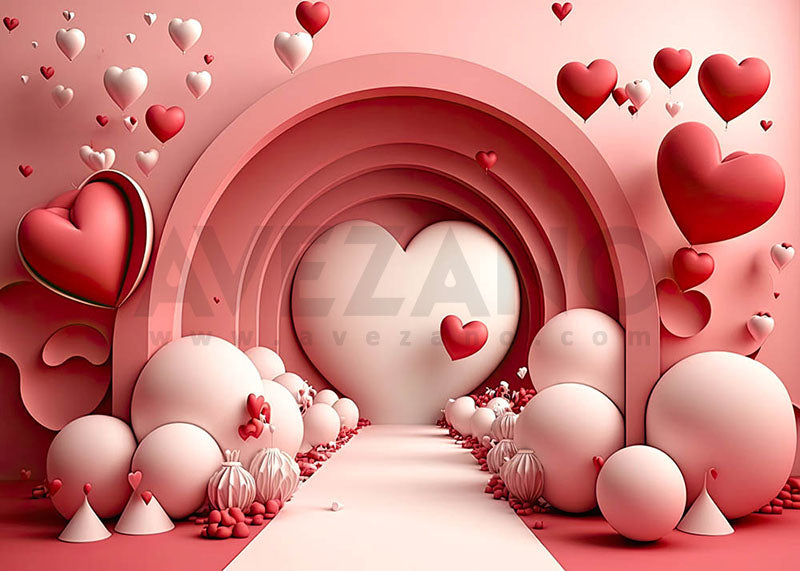 Avezano Pink and White Love Balloon Backdrop For Valentine&