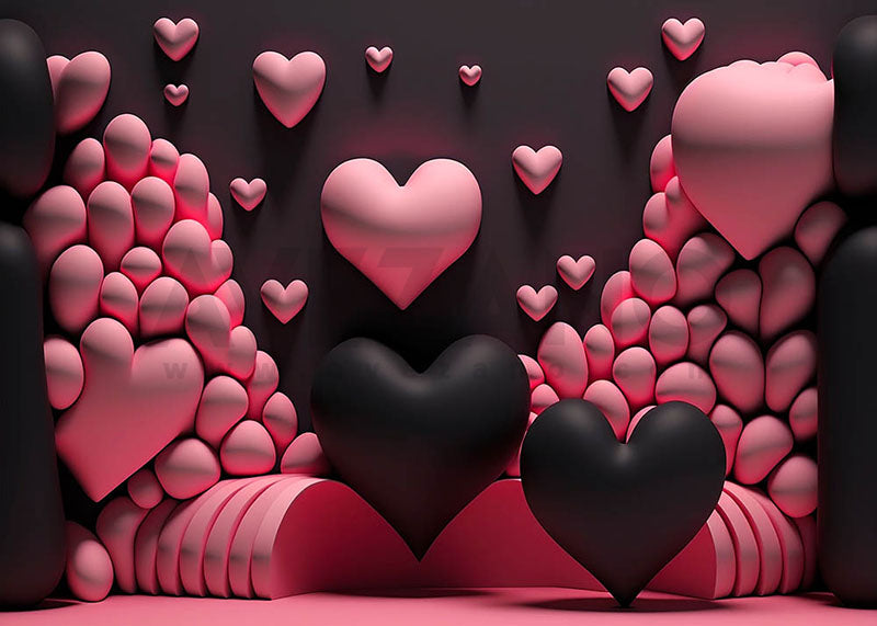 Avezano Black Pink Love Party Theme Backdrop For Valentine&