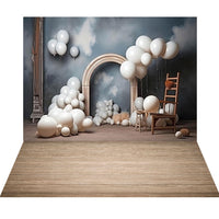 Avezano Balloon Cake Smash Kid Birthday 2 pcs Set Backdrop