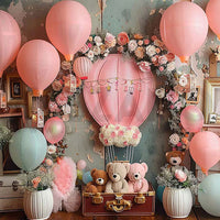 Avezano Pink Balloon Party and Bear Photography Background