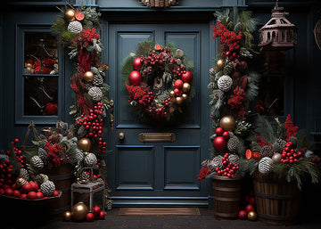 Avezano Christmas Red Garland Photography Backdrop