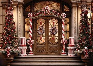 Avezano Christmas Tree and Christmas Decoration Door Photography Backdrop