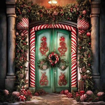 Avezano Christmas Candy Cane Decoration Door Photography Backdrop