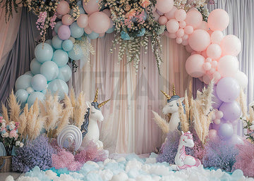 Avezano Balloon Party Arch and Flowers for Kids Photography Background