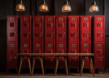 Avezano Red Locker Photography Backdrop For Back To School