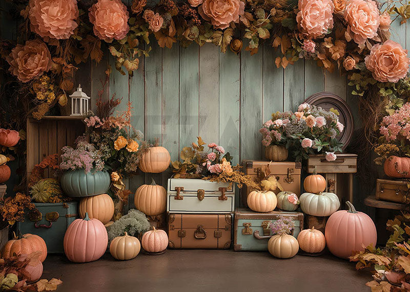 Avezano Pumpkins and Flowers Party for Kids Photography Background