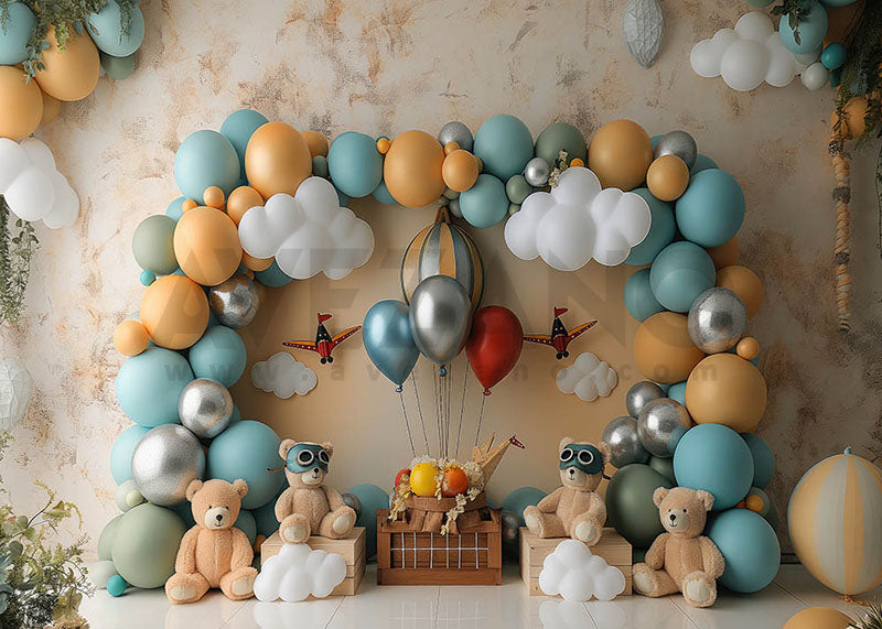 Avezano Balloon Arch Flying Party for Kids Photography Background